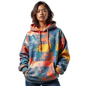 Sudadera con Capucha Sublimada Extra Grande para Mujer, Hombros Caídos, Manga Larga, Estampado Digital Informal, Ropa Deportiva para Exteriores - Product Image 1