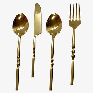 Competitive Price New Arrivals Premium <b>Knife</b> <b>Fork</b> and <b>Spoon</b> Gold Dinnerware <b>Sets</b> for Wedding - Product Image 1