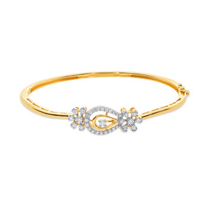 กำไลข้อมือรูปดอกไม้ประดับเพชรแล็บโกรว์ทองคำเหลือง 14K สำหรับผู้หญิงสุดหรู - Product Image 2