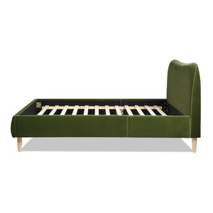 Letto matrimoniale imbottito con piattaforma e testiera curva in stile romano, in velluto performante verde oliva - Product Image 5