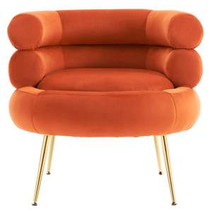 Fauteuil d'intérieur en velours orange avec pédales Chaises de salon - Product Image 5