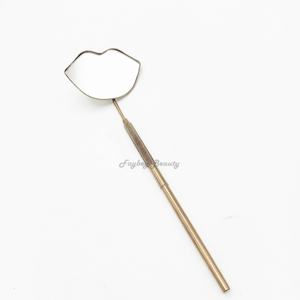 Miroir d'extension de cils professionnel style cœur doré plasma avec logo personnalisé en acier inoxydable de haute qualité - Product Image 2