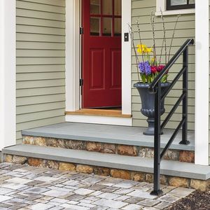 Transitional Black Wrought Iron Handrail with Installation Kit Outdoor Handrails for 1-3 <b>Steps</b> Assistive Devices - Product Image 3