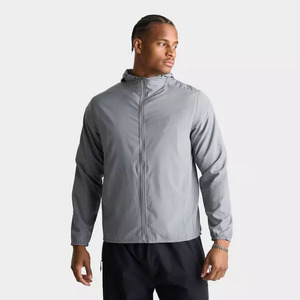 Sweat à capuche zippé coupe-vent gris clair pour homme, en polyester, coupe droite, vêtement d'extérieur décontracté pour l'automne - Product Image 2