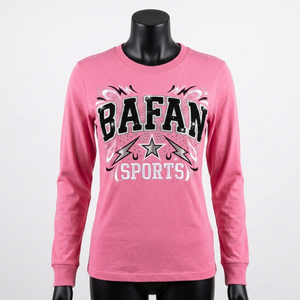 Camiseta de Manga Larga de Algodón Jersey Premium de 200 GSM, Color Rosa, con Estampado de Diamantes de Imitación, Logotipo Personalizado, Unisex - Product Image 5