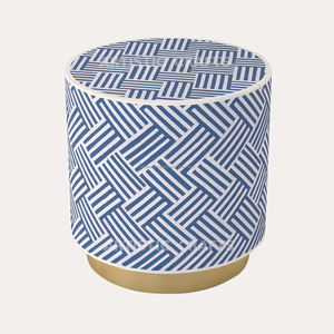 Black and White Geometric Pattern Design Antiqued Bone Inlay Stool for Home Living Room Bed room Garden and Bars - Product Image 4