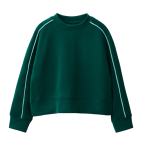 เสื้อสเวตเชิ้ตคอกลม แขนยาว ทรงหลวม สีพื้น ผ้าถัก ยูนิเซ็กส์ ความยาวครอป สไตล์ลำลอง สำหรับฤดูใบไม้ร่วง - Product Image 1