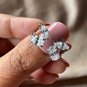 Bague ouverte unisexe en argent 925 avec moissanite taille marquise et ovale, bijoux fins pour fiançailles, fête, cadeau, charmes - Product Image 4