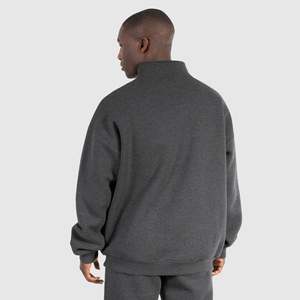 Sweat-shirts thermiques demi-zippés pour hommes, qualité luxe, 100% coton, coupe oversize, en molleton bouclette, avec logo personnalisé, pour l'hiver - Product Image 3
