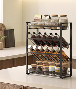 OEM/ODM Vietnam Customizable 4-Layer Metal <b>Kitchen</b> Organizer Spice Rack Large Capacity Sauce Storage Holder - Product Image 6