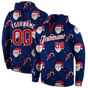 Wholesale Direct Industry New Design Custom Stitched Navy Red-White Christmas 3D Sports Men's Eco-Friendly Sweatshirt Hoodie - Product Image 1