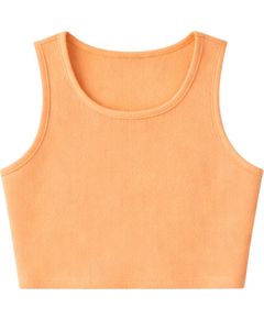 Ensemble décontracté deux pièces pour femme : débardeur court côtelé et short à cordon de serrage, couleur unie pêche-orange, fabrication OEM - Product Image 3