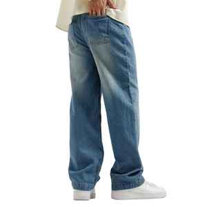 Jeans en denim uni foncé respirant et décontracté pour hommes, brodés, vente en gros directe du fabricant, pour l'été, l'automne et l'hiver - Product Image 2