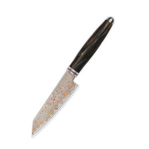 Couteau artisanal en acier damas cuivré avec lame à motifs élégants, manche personnalisé, outil de découpe de cuisine haut de gamme fait main - Product Image 1
