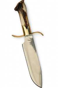 Couteau à trancher à lame fixe avec manche en corne de cerf artisanal, garde-main en laiton, couteau utilitaire en acier forgé à haute teneur en carbone - Product Image 3