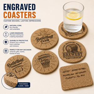 Posavasos de Corcho Grabados Personalizados con Láser, Posavasos para Bebidas con Logotipo, Venta al por Mayor, Fábrica OEM, MOQ Bajo - Product Image 1