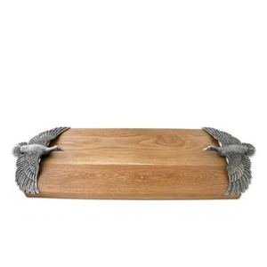 Plateau de service en bois de manguier au design créatif avec motif feuille d'argent unique et poignées en aluminium pour la maison et la restauration – En promotion - Product Image 5