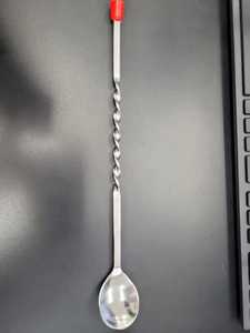 Cuchara de Bar Portátil Reutilizable de Acero Inoxidable Ecológica con Perilla Roja - Product Image 4