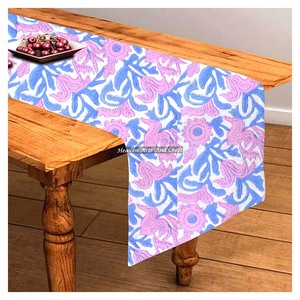 Custom Made 100% Cotton Fabric Table <b>Runners</b> Hand Block Printed Beautiful Floral Design Modern Style For Home & Hotels Table - Product Image 2