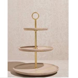 Soporte de Madera Multifuncional de Diseño Lujoso de 2 Niveles para Servir Frutas y Pasteles, Acabado Natural, Soporte Decorativo para Servir Pasteles - Product Image 5