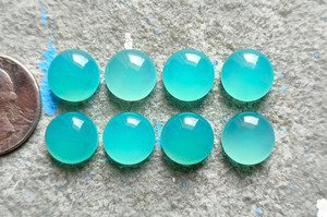 Calcedonia Paraíba Natural, Cabujón Redondo, Piedra Preciosa Suelta, Azul Verde, Pulido Liso, Tamaño Calibrado, Piedra para Joyería - Product Image 3