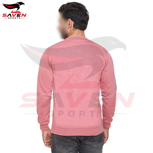 Sweat-shirts d'hiver chauds pour hommes en gros, doublure polaire épaisse brossée, logo personnalisé, col rond uni, manches longues, pull-over - Product Image 3