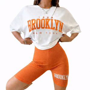 Ensemble t-shirt et short pour femme, coupe décontractée été, tissu doux et respirant, tenue décontractée deux pièces - Product Image 2