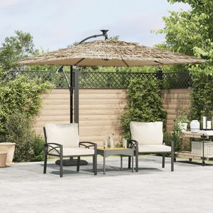 Grand parasol de jardin pliable en polyester marron et base pour l'extérieur - Product Image 1