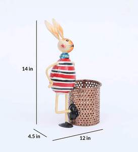 Best Quality Colorful Handpainted Iron Easter <b>Rabbit</b> Pen Stand Eco-friendly Desk Organizer Office Home School Stationery Holder - Product Image 4