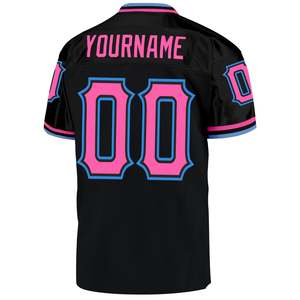 Camiseta de Fútbol Personalizada Negra, Rosa y Azul, Cuello en V, Manga Corta, Transpirable, Impresión Sublimada, Nombre del Equipo, Número, Unisex para Adultos - Product Image 3