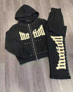 Conjunto deportivo de dos piezas para hombre con pantalones de chándal con pedrería, elegante, cómodo y casual. - Product Image 2