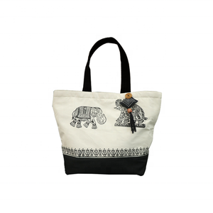 Dropshipping 100% algodón Rajasthani bordado bolso de mano Unisex reutilizable ecológico bolso de hombro de viaje grande certificado GOTS - Product Image 1