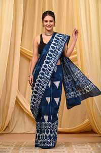 Sari en coton Mulmul Bagru de qualité supérieure, vêtement ethnique traditionnel pour femmes, doux, léger, confortable pour tous les jours, pour les fêtes et les mariages - Product Image 2