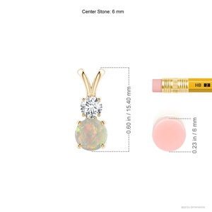 2026 Top Selling IGI Certified Opal & Diamond <b>Pendant</b> Necklace 14K <b>Gold</b> Prong-Set Round Natural Opal & Diamond Two Stone <b>Pendant</b> - Product Image 3