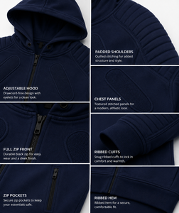 High Quality Vintage Cotton Hoodies Custom Logo Print <b>Hip</b> Hop <b>Padded</b> Embossed Hooded Sweatshirt - Product Image 5