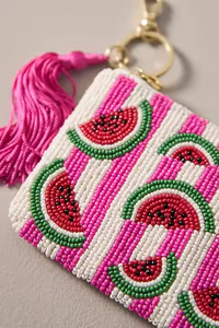 Porte-monnaie élégant et classique à motif de dessin animé, imprimé en typographie, brodé, avec perles de rocaille, pochette à main personnalisée MULTI - Product Image 2