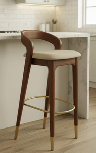 Tabouret de bar en teck de style ferme moderne et technique du milieu du siècle, au design durable, pour salon, maison, hôtel et événements. - Product Image 2