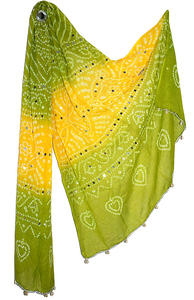 ผ้าคลุมไหล่ผ้าฝ้ายลายกระจกประดับเลื่อมแบบราชสถาน - Product Image 3