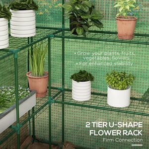 Serra a U in PVC da 4,6 x 4,7 piedi con porta scorrevole, finestre e scaffale per fiori in vetro - Resistente all'acqua e ai raggi UV - Product Image 4