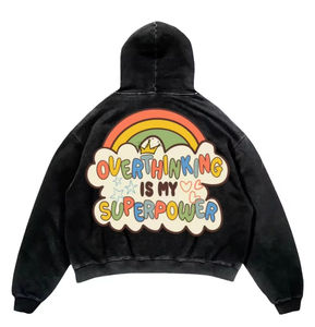 Sudadera con Capucha Personalizada con Logotipo, Lavada al Ácido, para Hombre, Sudadera de Alta Calidad, Lavada con Tinte, Talla Grande, Unisex - Product Image 4