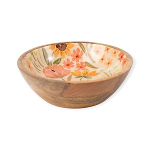 Juego de tazones de madera con diseño floral esmaltado y juego de cucharas de madera a juego para servir en la mesa - Product Image 2