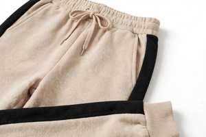 Ensemble de survêtement unisexe en polaire écologique avec capuche et pantalon de jogging, noir et beige, coupe décontractée, logo lettré, hiver - Product Image 6