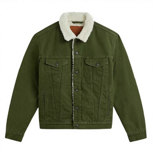 เสื้อแจ็คเก็ตเดนิมบุขนเชอร์ปาสำหรับผู้ชาย คอปกขนแกะ อุ่นสบายสำหรับฤดูหนาว ติดกระดุม สไตล์ลำลอง สตรีทแวร์ ขายส่ง หลายสี รับผลิตแบบ OEM - Product Image 1