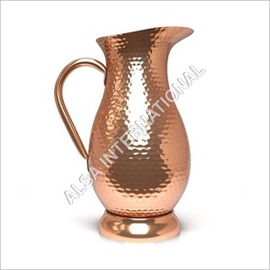 Jarra de cobre martillado a mano con asa, jarra de agua vintage de boca ancha, jarra de cobre metálica para uso doméstico - Product Image 1