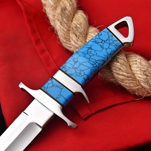 Cuchillo de Caza de Acero Inoxidable con Hoja de Punta Caída y Mango Azul, Cuchillo de Supervivencia para Exteriores y Camping, Grado Industrial - Product Image 3