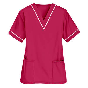 Blouse d'hôpital unisexe à manches courtes en tissu jersey peigné extensible 4 directions, qualité supérieure 100% pour uniforme d'infirmière - Product Image 6