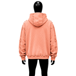 เสื้อฮู้ดแฟชั่นพีชลายปัก "HIDDEN TRUTH" แบบสั่งทำพิเศษสำหรับผู้ชาย ทรงโอเวอร์ไซส์ มีซิปด้านหน้า กระเป๋าเสื้อแบบมีซิป ผ้าฝ้ายเฟรนช์เทอร์รี่ ใส่สบาย เหมาะสำหรับฤดูหนาว - Product Image 2