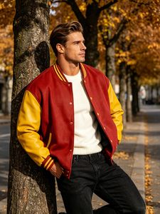 Varsity <b>Jacket</b> <b>Men</b> Satin <b>Leather</b> Letterman <b>Jacket</b> Custom Baseball <b>Jacket</b> Embroidered Premium Quality Wholesale Supplier - Product Image 5