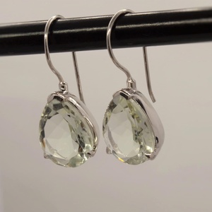 Pendientes Colgantes Clásicos de Plata de Ley 925 Bañados en Oro con Amatista Verde en Forma de Lágrima y Pera Facetada, Regalo para Fiesta - Product Image 3