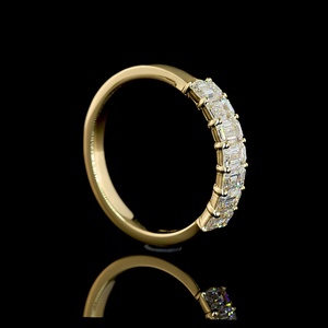 IGI Certified 1 CT <b>Emerald</b> Cut Lab Grown Diamond <b>Band</b> <b>Ring</b> 18K Yellow Gold Wedding <b>Band</b> for Women - Product Image 2